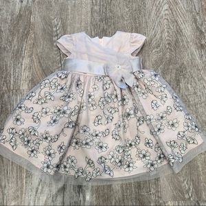 Bonnie Baby Floral Embroidered Dress - Cream and Black